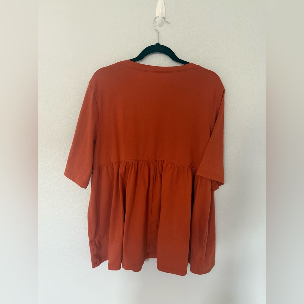 Women's Plus Size Orange Babydoll Top Size X Large - Picture 3 of 3